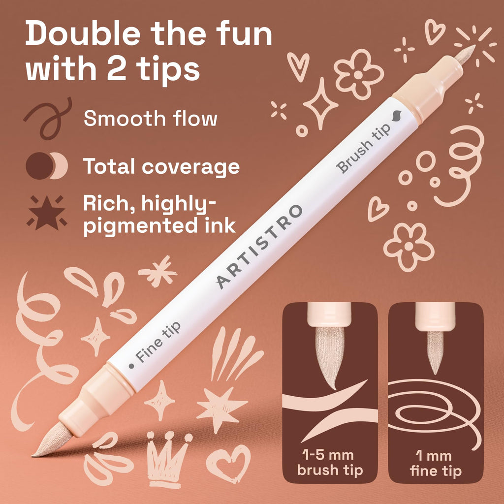 ARTISTRO 24 Skin Tones Dual-Tip Acrylic Paint Marker Pens for Drawing