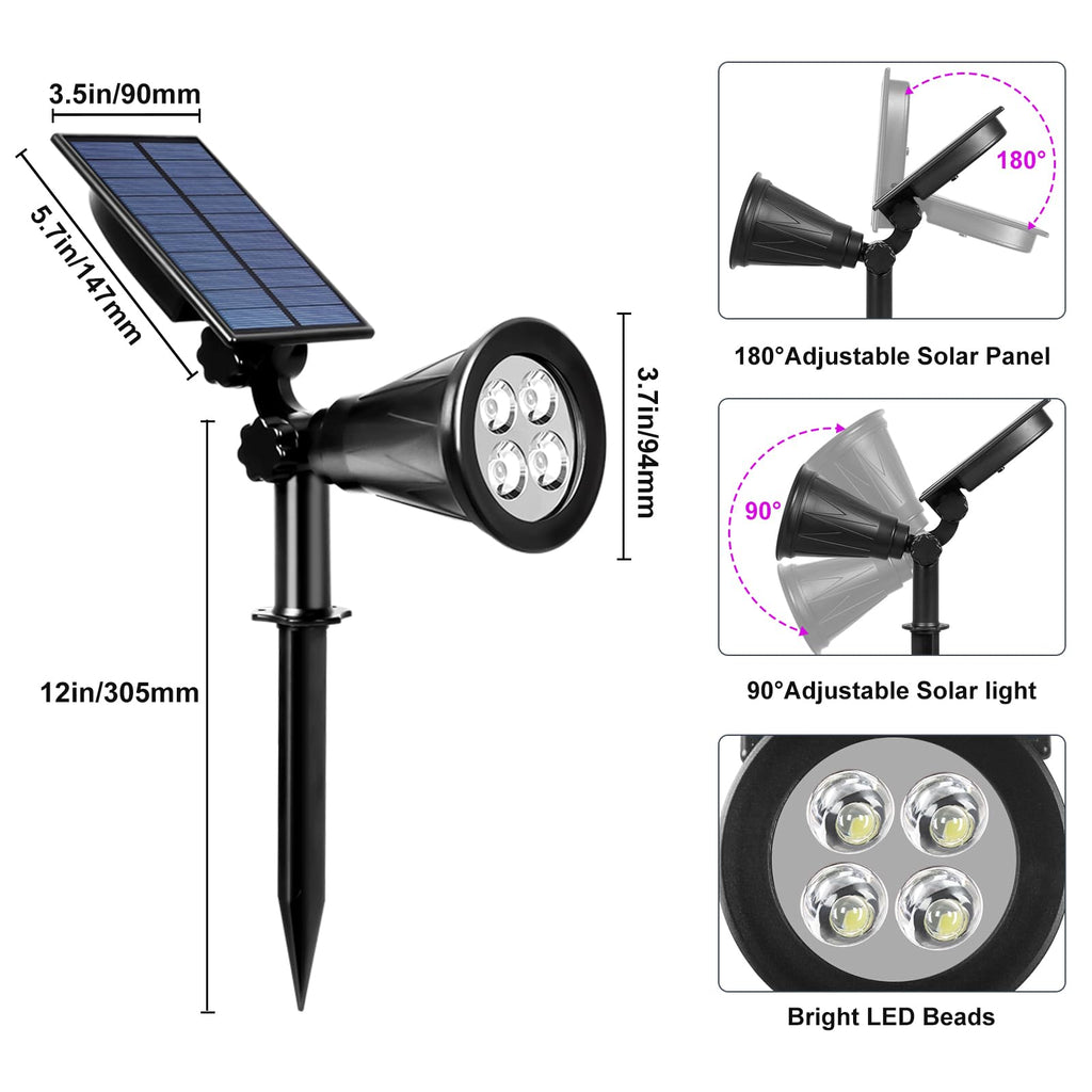 T-SUN Purple Solar Spot Lights Outdoor, Solar Black Lights Outdoor,2 Pack