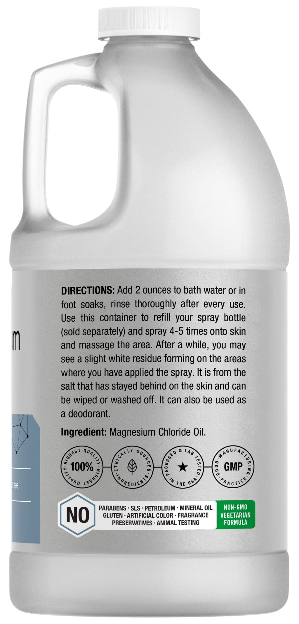 Horbäach Magnesium Oil | 64 fl. oz | Therapeutic Grade | Vegetarian, Non-GMO, Gluten Free, and Paraben Free Odorless Formula