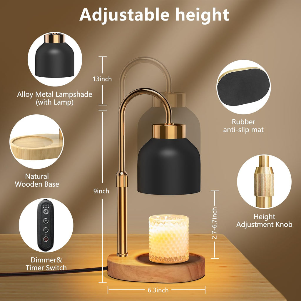 WUEAOA Candle Warmer Lamp with Timer Dimmer, Height & Brightness Adjustable