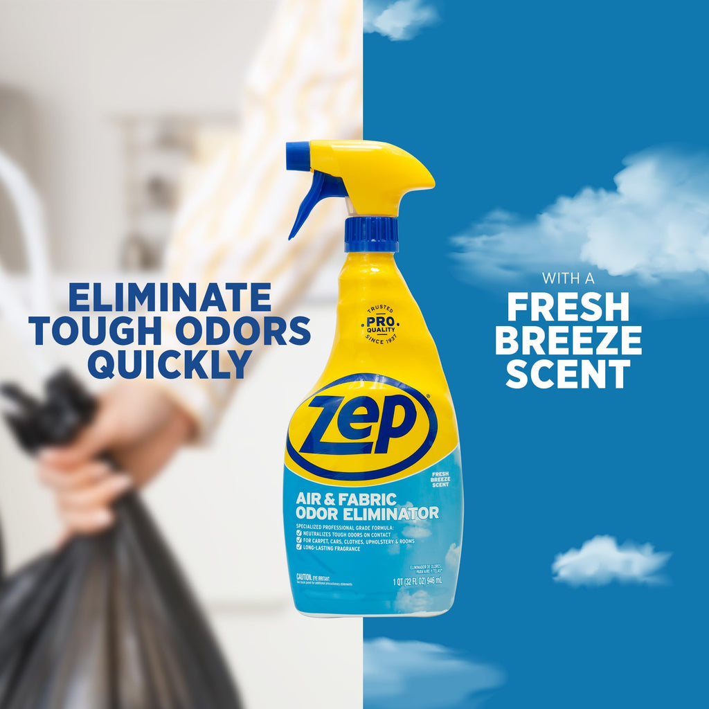 Zep Air and Fabric Odor Eliminator - 32 oz (Case of 4) ZUAIR324 - Neutralizes Strong Odors in Your Home, Office and Business