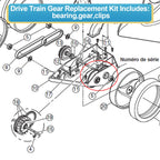 9-100-1132 Drive Train Gear Kit for Zodiac Polaris 360, 380, Vac-Sweep 360 & 380 Pool Cleaner, Pool Cleaner Drive Gear Rebuild Replacement Parts with Turbine Bearing