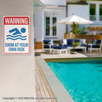 MOLESS 2 Pack Pool Safety Signs Bundle – 14x10 Inch Pool Signs for Outside Outdoor Decor, Watch Your Children & Swim at Your Own Risk, Durable 0.040 Aluminum Weatherproof, Easy to Mount, PSP-2403