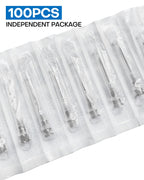 100 Pcs 22G 1 Inch Disposable Needle, Luer Lock Individually Wrapped