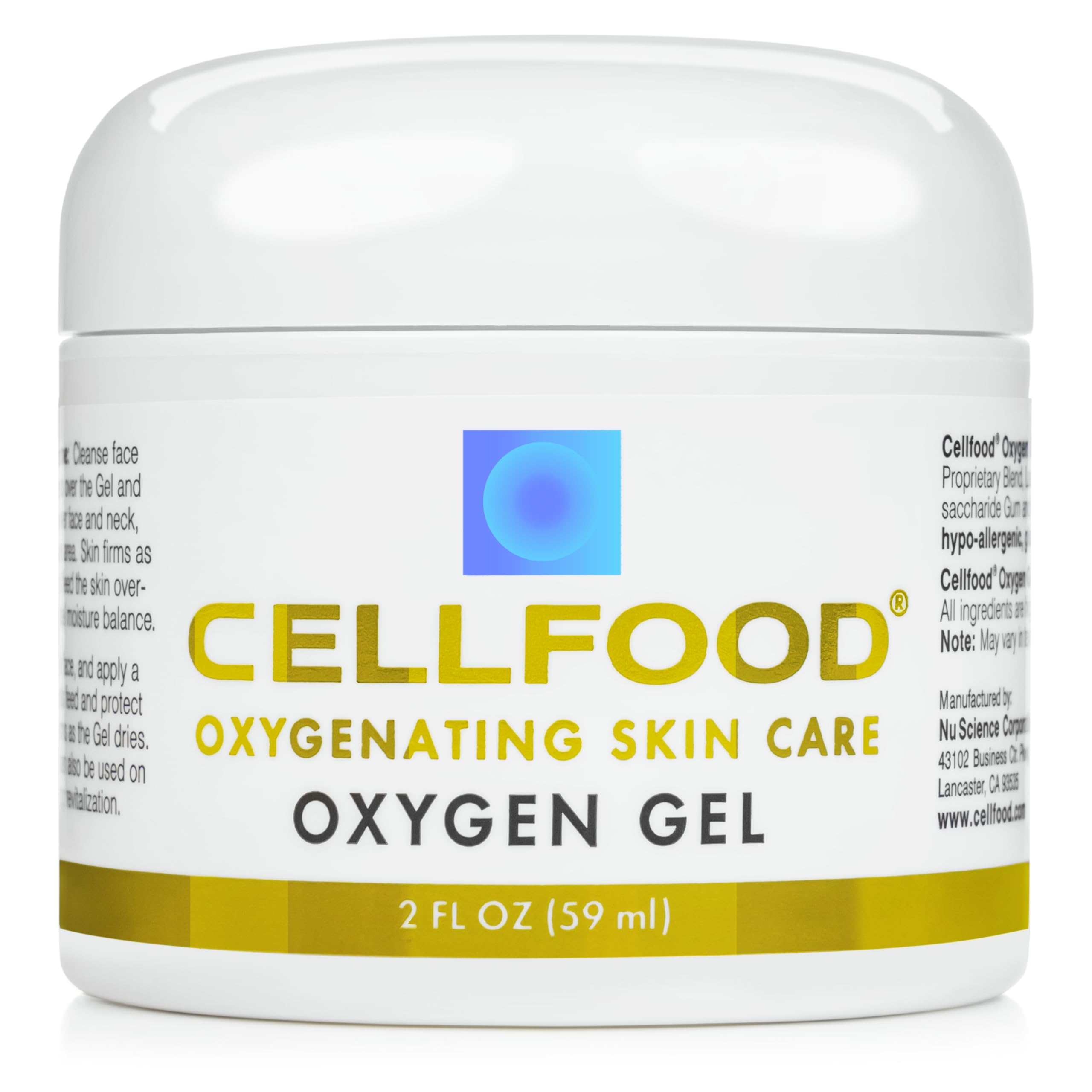 Cellfood Oxygen Gel, 2 fl oz - Nutrient Rich - Provides Moisture & Protection, Decreases Appearance of Fine Lines - Aloe Vera, Lavender Blossom Extract, Cellfood & Glycerine - Hypoallergenic, Non-GMO