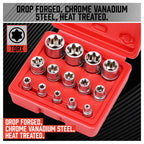 SEDY 14-Piece E-TORX Socket Set - Premium Female Torx Socket Set, Ultimate Torque Star Sockets, External Torx Sockets, E4 E5 E6 E7 E8 E10 E11 E12 E14 E16 E18 E20 E22 E24