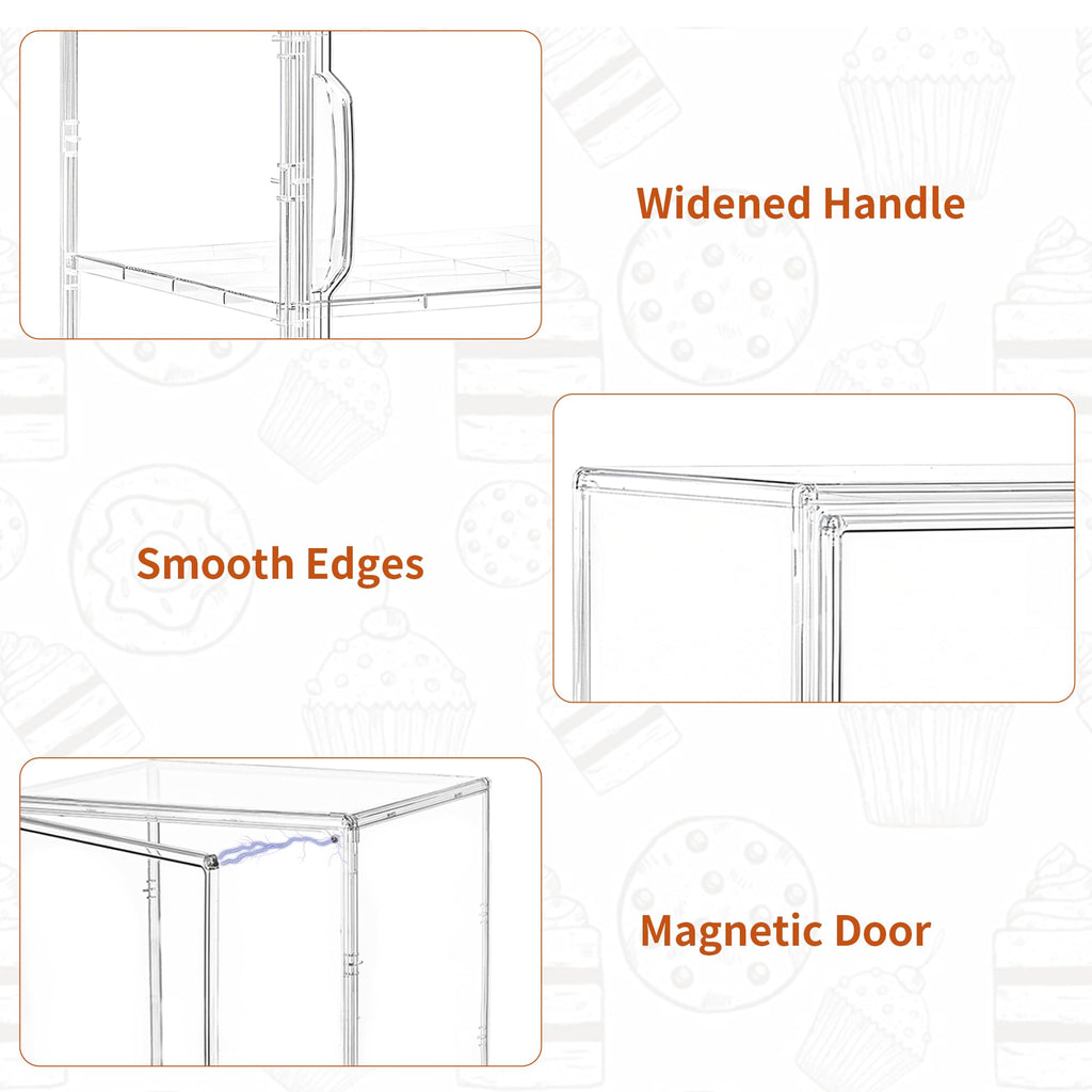 SANKEU Pastry Display Case,Bread Box for Kitchen Countertop,3 Layers Adjustable Clear Bread Storage with Magnetic Door Small Bakery Pastry Display,1 Pack