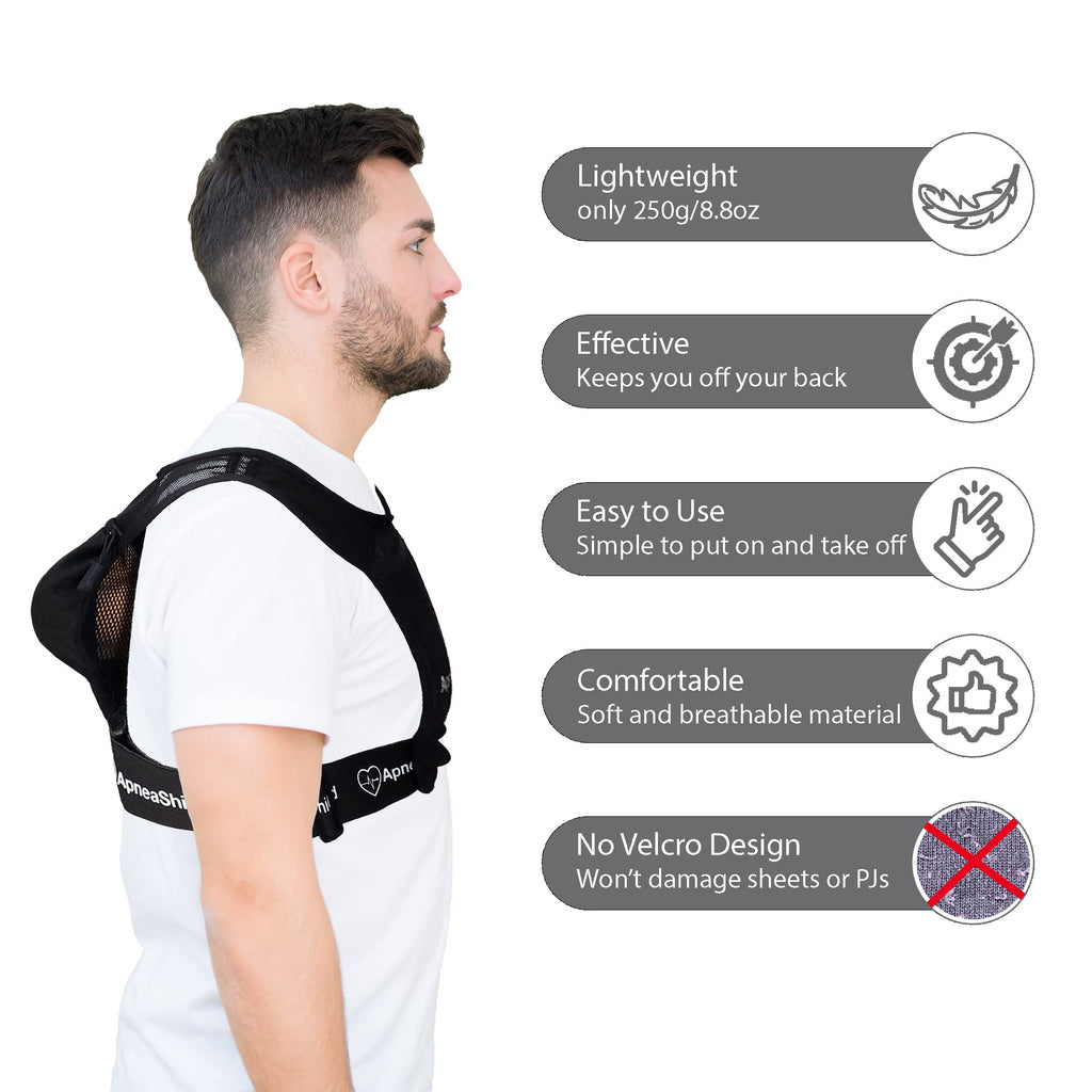 ApneaShield Sleep Position Trainer for Sleeping On Your Side | Side Sleep Trainer | Snore Stopper | Anti Snoring Device | Lightweight, Comfortable, Effective in Reducing Supine Sleep Time