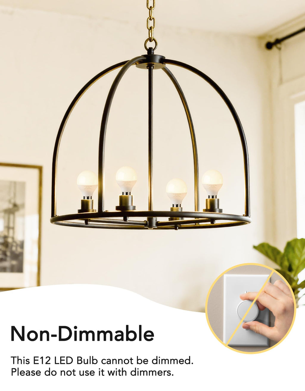 PARTPHONER E12 LED Bulbs 60W Equivalent, E12 Small Base Candelabra Ceiling Fan Bulbs 6W 620LM, A15 Globe Bulb 85+ CRI Non-dimmable 3000K Warm White, 6 Pack