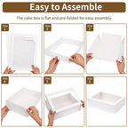 Moretoes 10pcs 14x10x4in Sheet Cake Boxes with Cake Board, White Rectangle Bakery Boxes with Window, for Quarter Sheet Cakes, Donuts, Cupcakes, Brownie&Pie For Graduation