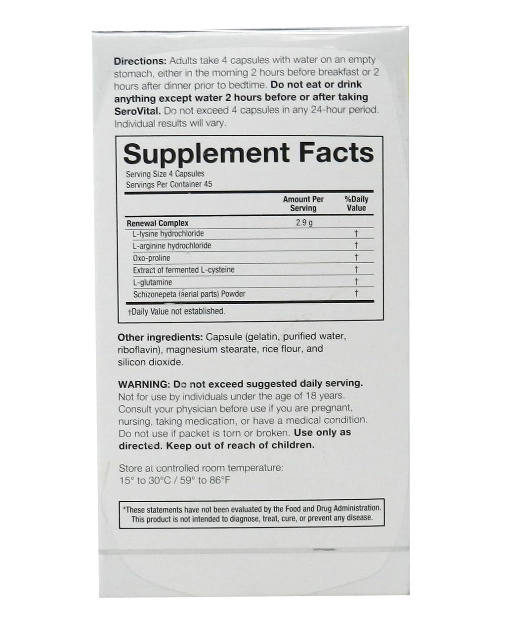 Serovital Renewal Complex - Reverse The Signs of Aging - Clinically Tested to Increase Human Growth Hormone (HGH) - 180 Capsules