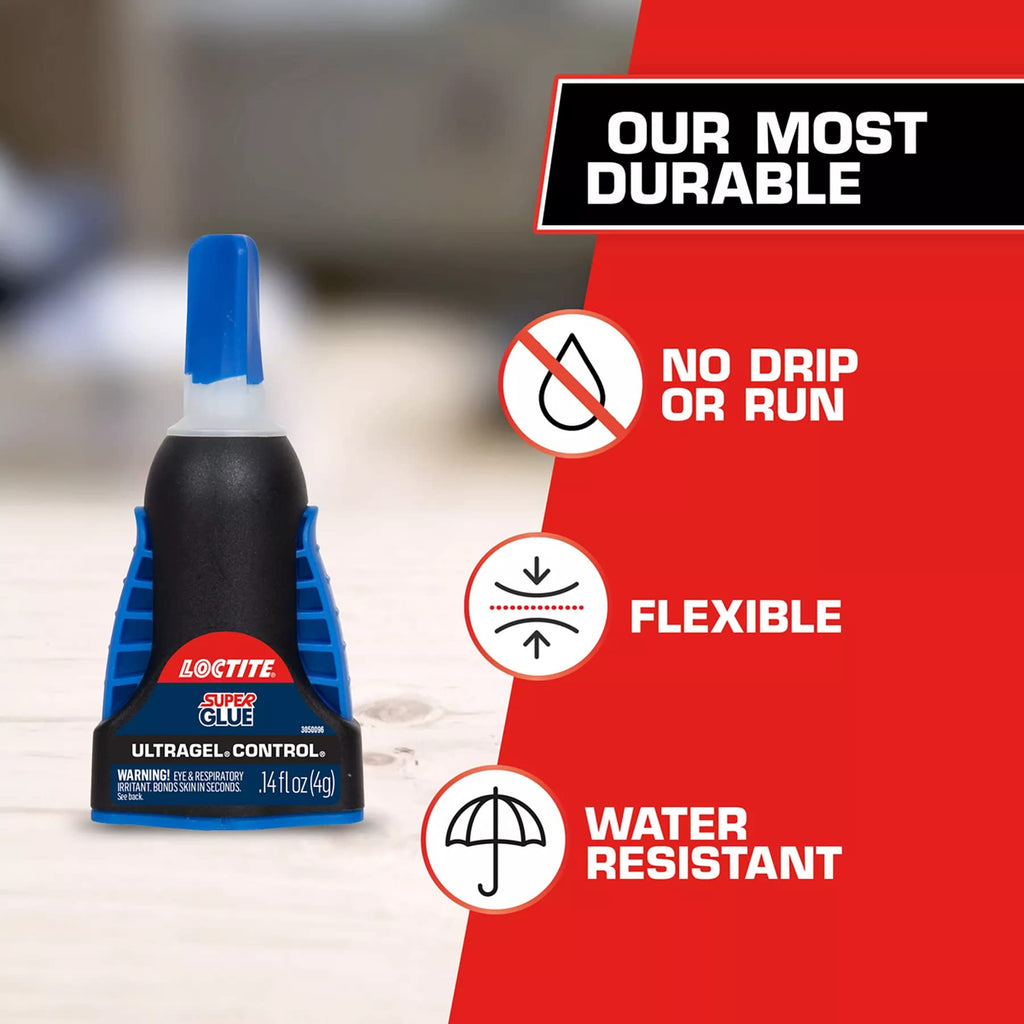 Loctite Super Glue Ultra Gel Control, Clear, 0.14 fl oz Bottle, 1 Pack - Superglue for Plastic, Wood, Metal, Crafts & Repair, Cyanoacrylate Adhesive Instant Glue, Quick Dry