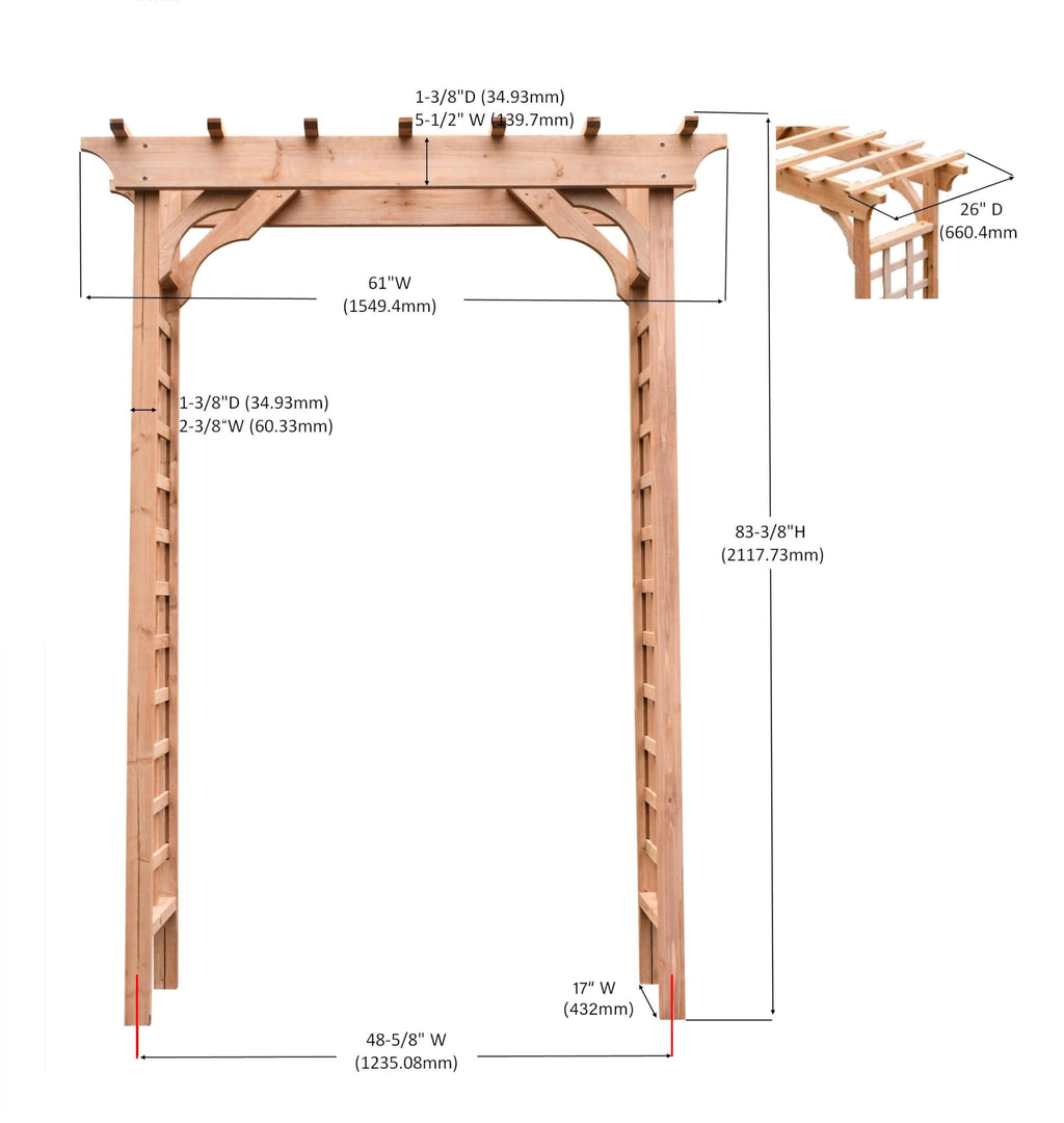 ScienGarden Solid Fir Wood Garden Arch Trellis for Climbing Plants Outdoor