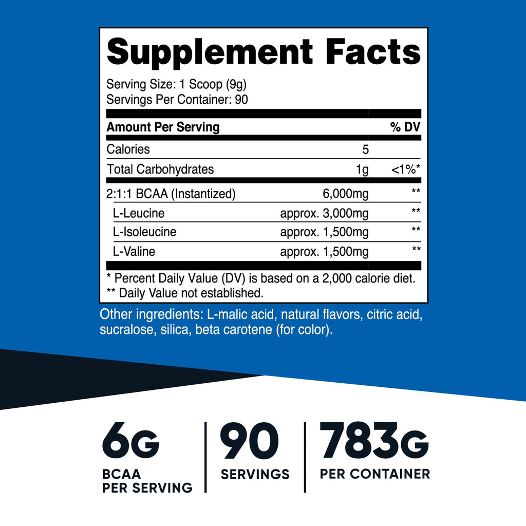 Nutricost BCAA Powder (Pineapple, 90 Servings) - Optimal 2:1:1 Ratio