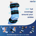 REVIX Foot Ankle Ice Pack Wraps for Discomfort, Reusable Gel Ice Wrap with Cold Compression Therapy, Plantar Fasciitis, Post-Workout Feet Recovery, Soft Plush Lining, 2 Packs