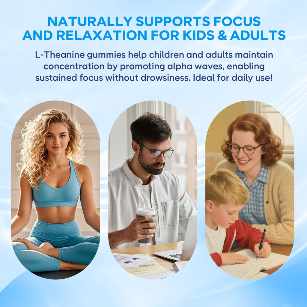 BVIVLOO L-Theanine Gummies with L-Theanine 400 mg, Ashwagandha, GABA, 5-HTP, Magnesium Glycinate for Calm, ZZZ & Relaxation Support - Vegan, Raspberry Flavor, 120 Count