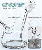 SR SUN RISE Filtered Shower Head with Handheld High Pressure 9 Spray Mode Showerhead Detachable Shower Head Water Softener Filters Beads for Hard Water Remove Chlorine 1 Filter Chrome