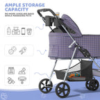 Magshion Foldable Pet Stroller, 3-in-1 Dog Travel Jogger with Detachable Carrier, Cup Holder, Storage Basket, Folding Carrier for Small/Medium Dogs & Cats Up to 33 lbs, Plaid
