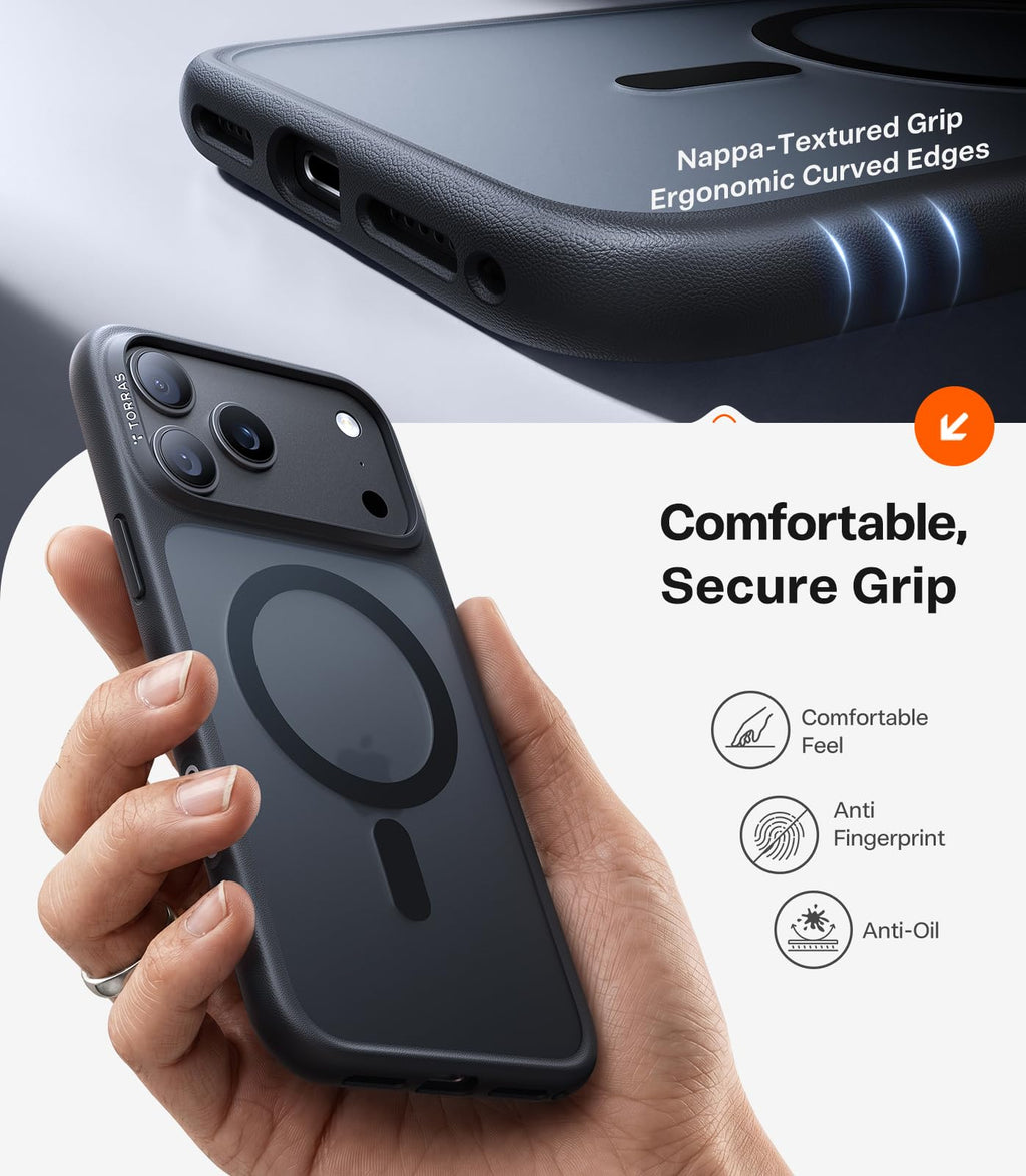 TORRAS Stronger Magnetic & Shockproof for iPhone 18 Pro Max Case Slim Black