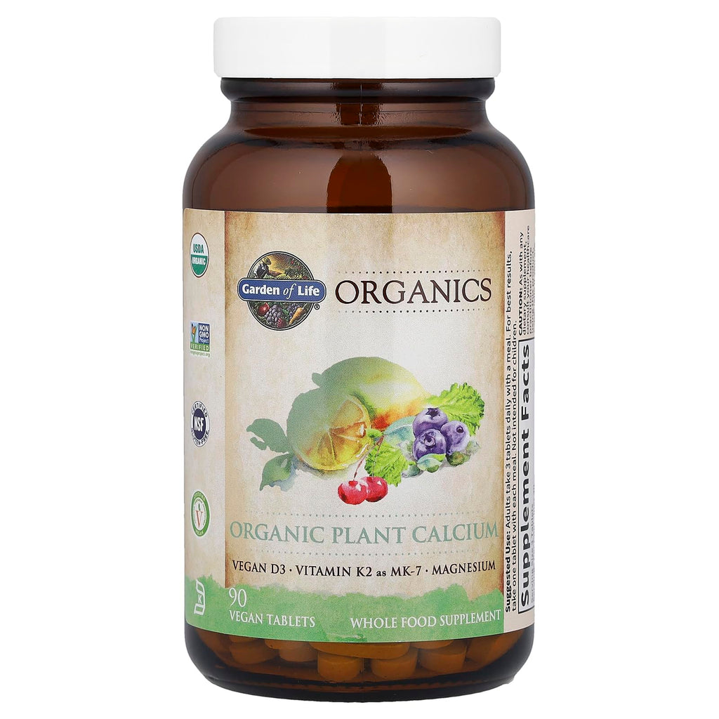Garden of Life Calcium Supplement with Magnesium & Organic Vitamin D3 K2, Made from Whole Foods, Gluten-Free, 90 Count