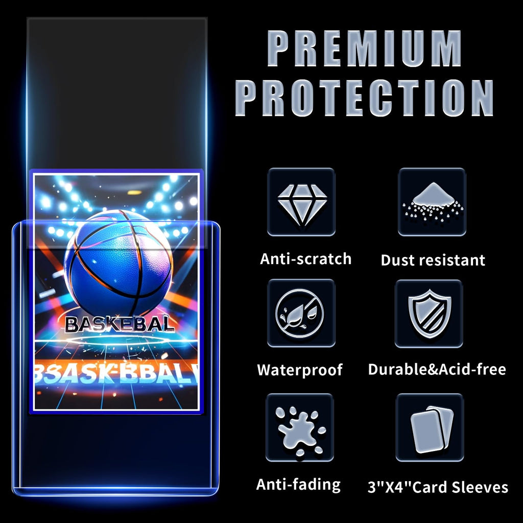 TRUGQ 1000 Card Sleeves Top Loads for Cards,3"X4"Baseball Card Protectors,Toploaders Hard Plastic for Trading Game Sports Football Cards(500 Hard Protectors + 500 Soft Sleeves)