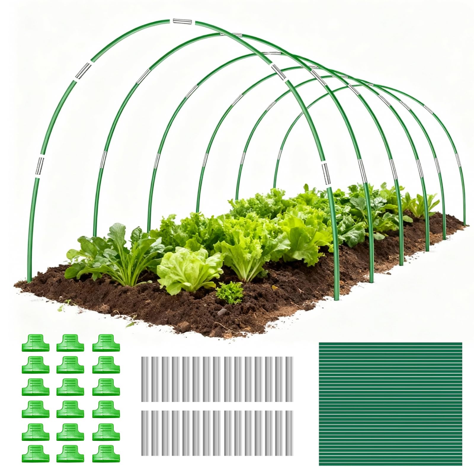Gardynex 72 PCS Garden Hoops Greenhouse Hoops, Durable Plastic Coated Fiberglass Garden Tunnel for Raised Beds, DIY Plant Support Stakes for Garden Netting & Row Cover, Rust-Free Frames