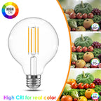 TJOY G25 Edison Globe Light Bulbs, LED Vanity Light Bulb for Bathroom, 60W Equivalent, 2700K Warm White, 500 Lumens, 5.5W, Dimmable, Clear Vintage Filament Globe, E26 Base, for Chandelier, 6 Pack