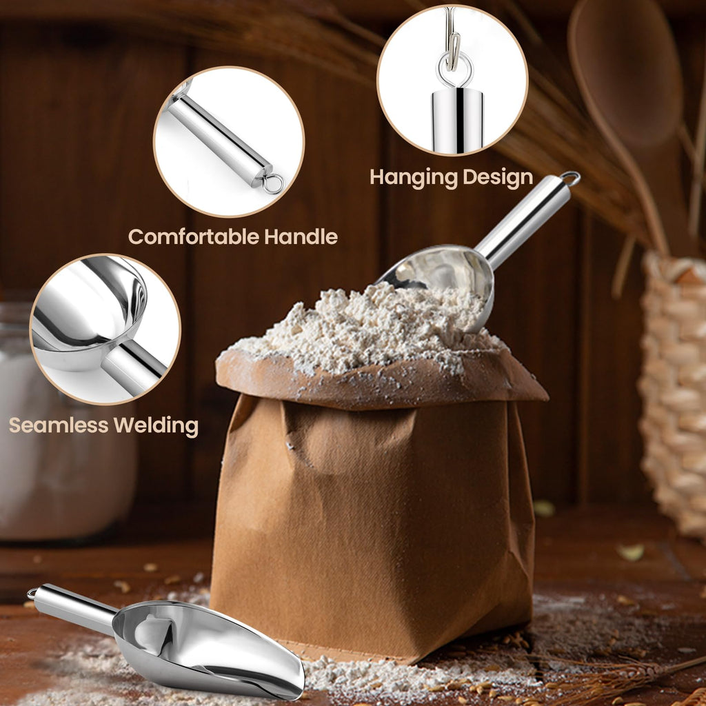 OLESBUR Premium 6oz Ice Scoop for Freezer - Multipurpose Metal Ice Scoop for Ice Machine - Stainless Steel Small Ice Scooper for Ice Bucket - Kitchen Gadgets Cookie Flour Pet Dog Food Scoop
