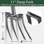 Lcokeiy Pitch Fork, Metal Broadfork Garden Tool Long Handle, 4 Tine Mulch Hay Manure Digging Bedding Hay Potato Garden Fork Shovel for Gardening Loosening Soil Compost
