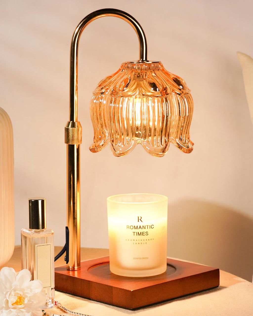 Funistree Flower Candle Warmer Lamp with Timer & Dimmer, Adjustable Height Candle Warmer, Christmas Birthday Gifts for Women Mom, House Warming New Home Decor, Wax Warmer for Jar Candles