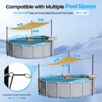 Vidoya Above Ground Pool Canopy Sunshade Set with Storage Tray - Pool Shade Sail Triangular 13'x13'x13' for 15-22 FT Pools, UV-Resistant Shade Cloth, Swimming Pool Awning Cover for Deck, Patio, Garden