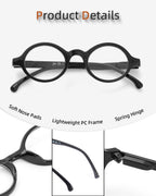 JM Set of 4 Retro Round Reading Glasses Spring Hinge Readers Men Women Glasses for Reading +2.0 Black & Tortoise