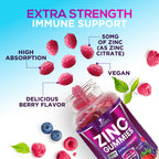 Zinc Gummies 50mg Per Serving - Immune Skin & Bone Support Health Gummy - Premium Antioxidant Chewable, High Absorption Vegan, Best Zinc Supplements Vitamin for Adults, Tasty Berry Flavor, 120 Gummies