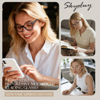 SKYOLUY 2 PCS Distinctive Progressive Multifocus Reading Glasses Women, Retro Anti Blue Light/Eye Fatigue/UV Computer Readers, Vintage Lady No-Line Multifocal Eyeglasses (Brown&Light Apricot, 1.5x)
