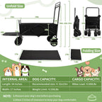 Dog Stroller for Large Dogs,Pet Stroller for Medium Dogs Up to 150lbs,Folding Dog Wagon Cart,Heavy Duty All-Terrain with Adjustable Handle,Storage Organizer,Waterproof Oxford Fiber,Black