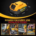 8Ah Replacement Compatible for Dewalt 20V Max Battery with High Capacity Batteries Cordless Power Tools 20 Volt Baterías DCB201 DCB203 DCB204 DCB205 DCB205c DCB205-2 DCB206 2 Pack Batteries Pilas