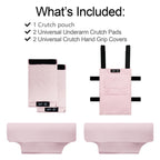 SPRING SEAON Crutches Padding & Crutch Bag (5 PCS) - Crutch Pads for Armpits and Hand Grips Water-Resistant Pouch for Crutches Crutch Cushions Crutches Accessories for Kids, Men, Women Pink