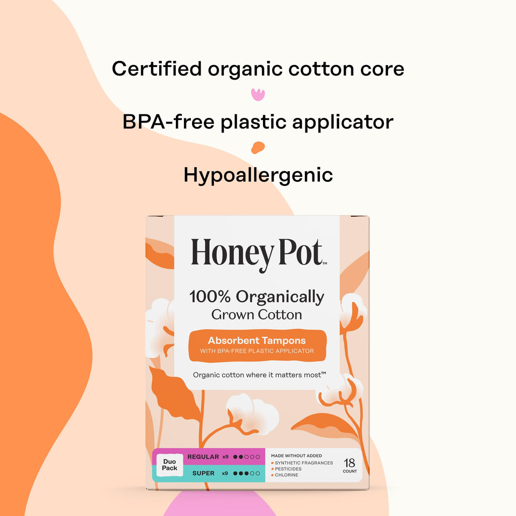 The Honey Pot Company - Tampons Regular & Super - 54 Count, 3 Packs of 18