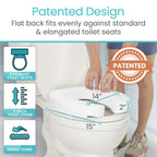 Vive Toilet Seat Riser Cushion for Seniors - Universal Fit - Raised Toilet Seat with High-Density Foam for Elongated & Standard - Firm Handle, Cushioned & Padded - Elevated Medical Handicap Lifter