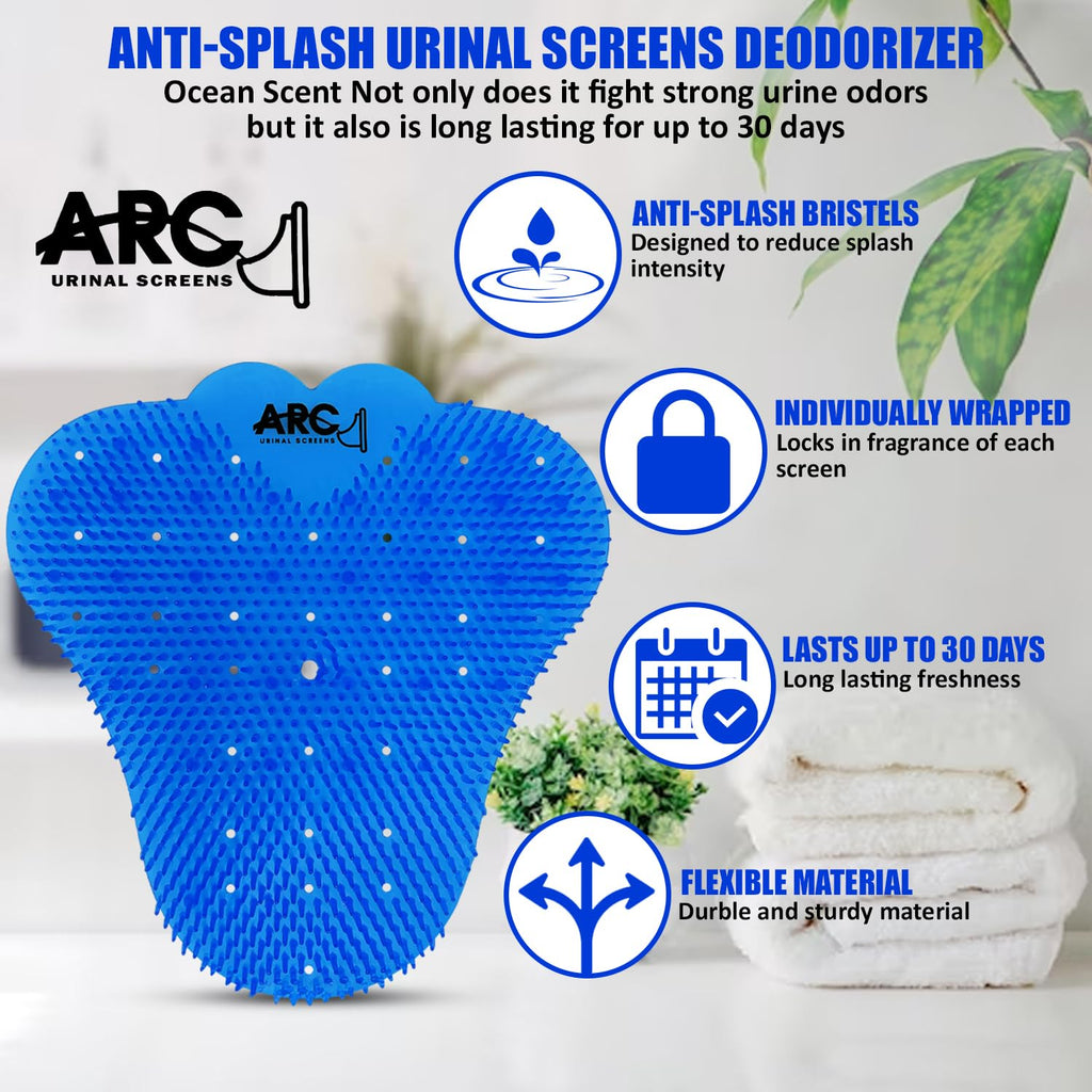 ARC Urinal Screens - Anti-Splash Urinal Screens Deodorizer (10 Pack) | Urinal Cake | Long Lasting Scent to Eliminate Odors | Used for Bathrooms in Bars, Restaurants, Schools, and other Businesses