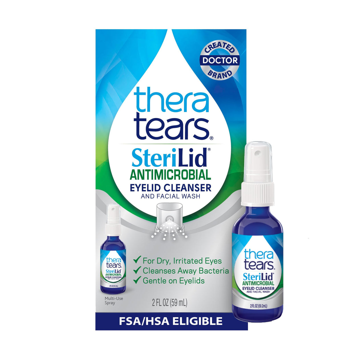TheraTears SteriLid Antimicrobial Eyelid Cleanser and Face Wash, 2 Fl Oz