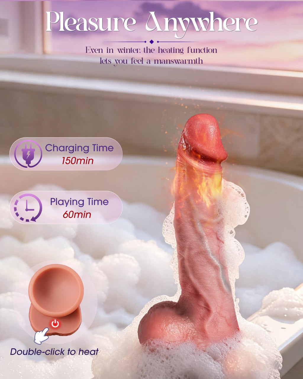 YAYIKZ Vibrator Sex Toys Thrusting Dildo, APP Control Safety Silicone Dildo