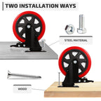 Nefish 6 Inch Heavy Duty Caster Wheels, Industrial Casters Set of 4, Locking Industrial Swivel Top Plate Casters 2600 Lbs, 360 Degree Industrial Grade Casters for Industrial, Furniture, Equipment