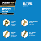 Power Pro Premium Exterior Wood Screws, #10 x 3-1/2" Inch All-Purpose Deck Screws for Outdoor Projects, T-25 Star Bit Included, Bronze, 1000 Pieces | 967781V4