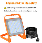 2-Pack 50W Super Bright LED Work Light - 8,000LM (500W Equivalent), IP65 Waterproof, 10ft Heavy Duty Cord, 5000K Daylight, Adjustable Flood Lights for Workshop, Garage, Construction Site