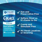 Colace Clear Stool Softener Soft Gel Capsules Constipation Relief 50mg Docusate Sodium Doctor Recommended 28ct