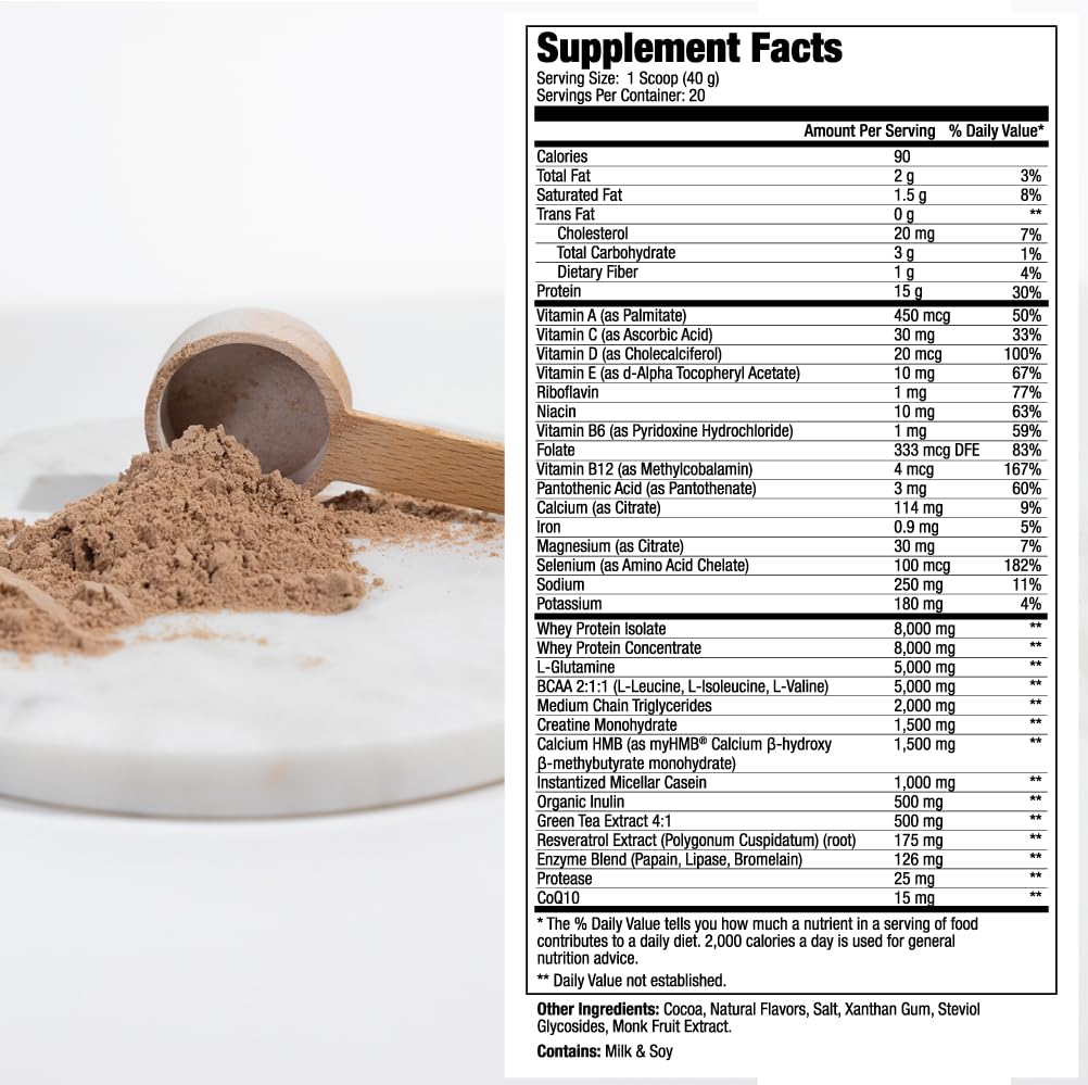 MEND Regenerate, Post Workout Recovery, Immune Support, and Sports Nutrition Supplement for Men and Women - Natural, Gluten Free, and Non-GMO - Cocoa Protein Powder, 20 Servings
