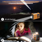 Emergency Radio with NOAA Weather Alert, Portable Solar Powered Hand Crank AM/FM Radio for Survival, Rechargeable Battery Powered Radio, USB Charger, Flashlight, Lee, for Home Outdoor