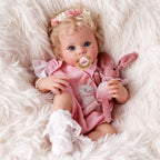 BABESIDE Reborn Baby Dolls Bettie - 17 Inch Soft Body Realistic Baby Doll Girl Lovely Awake Blond Curly Hair Girl Doll Handmade Real Life Baby Dolls with Gift Box for Kids Age 3+ Collectors
