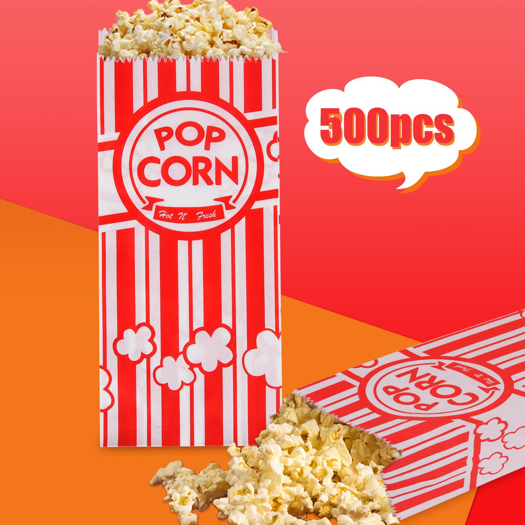 100 Pieces Paper Popcorn Bags, 1 oz Bags Individual Servings for Machine Maker Cart Supplies, Small Mini Pop Corn Bag Bulk Carnival Party